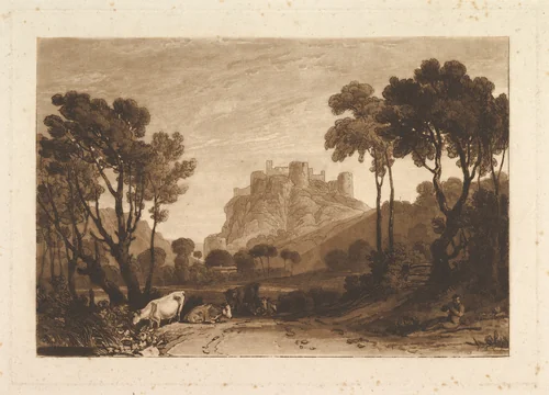 The Castle above the Meadows, part II, plate 8 from "Liber Studiorum" by Joseph Turner, print, 1808