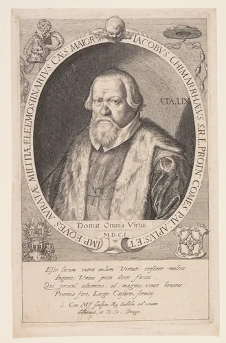 Jacob Chimarrhaeus, Grand Almoner of Rudolph II by Aegidius Sadeler, print, 1601