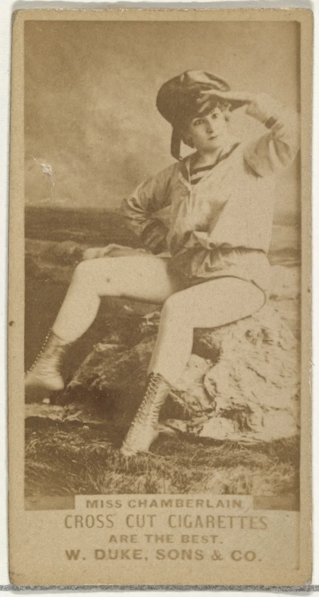 Miss Chamberlain, from the Actors and Actresses series (N145-3) issued by Duke Sons & Co. to promote Cross Cut Cigarettes by W. Duke, Sons & Co., photograph, 1880-1889