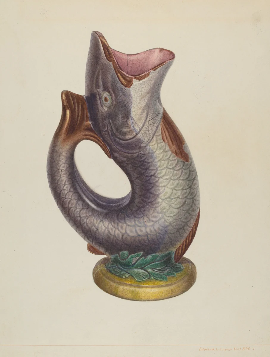 Fish Pitcher by Edward L. Loper, index of american design, 1938