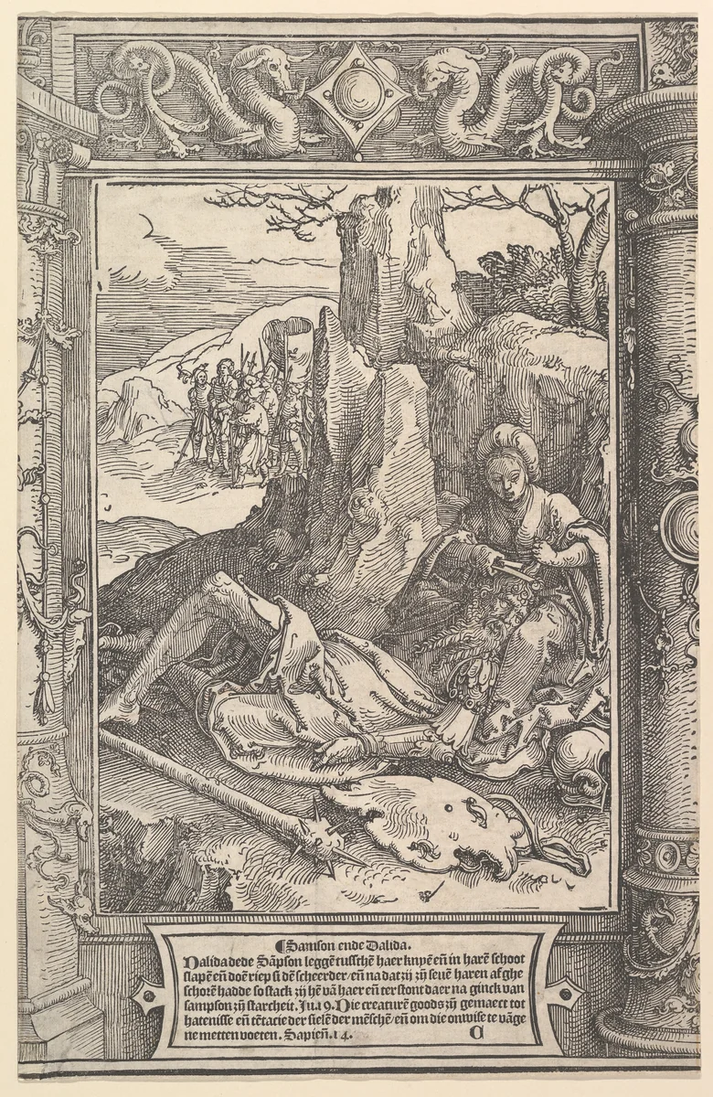 Samson and Delilah by Lucas van Leyden, print, 1512-1522