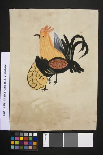 Cock and Hen by Japanese, print, 1695-1705