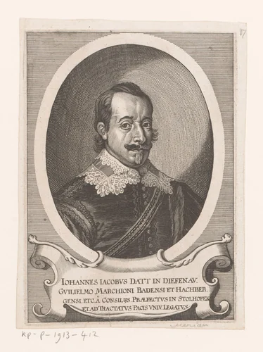 Portret van Johann Jacob Datt von Tiefenau by Matthäus Merian, book, 1652