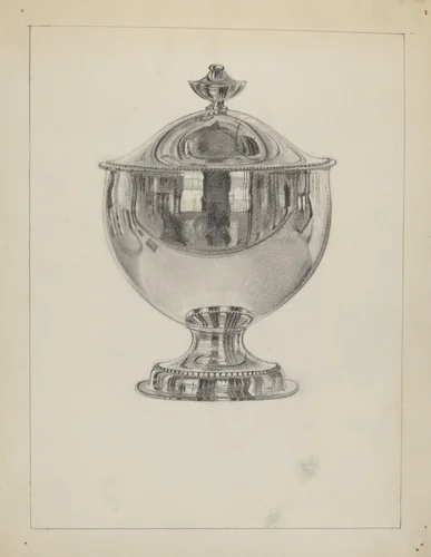 Silver Sugar Bowl with Cover by Vincent Carano, index of american design, 1936