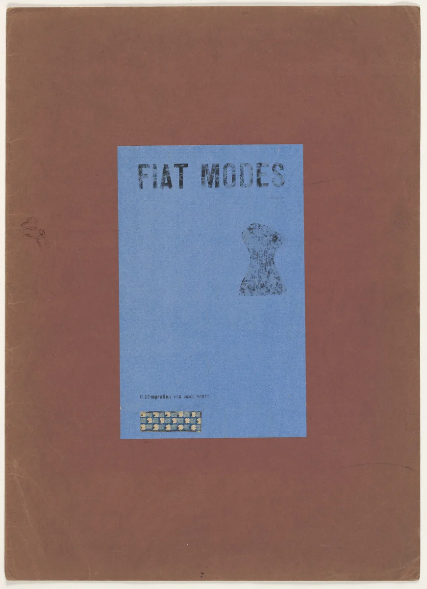 Cover from Let There Be Fashion, Down with Art (Fiat modes pereat ars) by Max Ernst, print, 1920