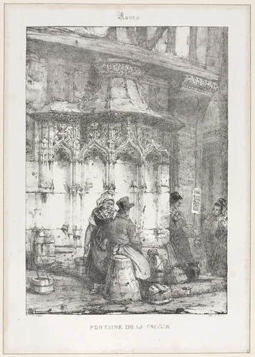 Architectural Remains and Fragments: Rouen - Fontaine de la Crosse by Richard Parkes Bonington, print, 1827-1826
