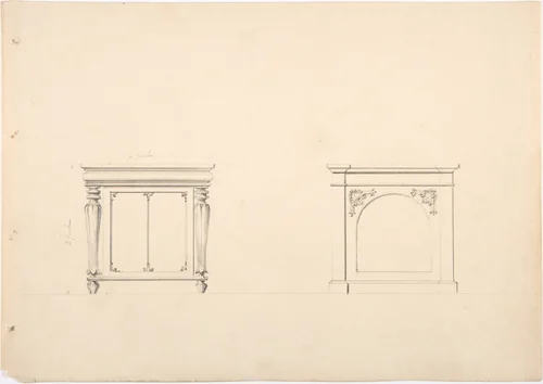 Design for Two Small Cabinets by anonymous, drawing, 1800-1850