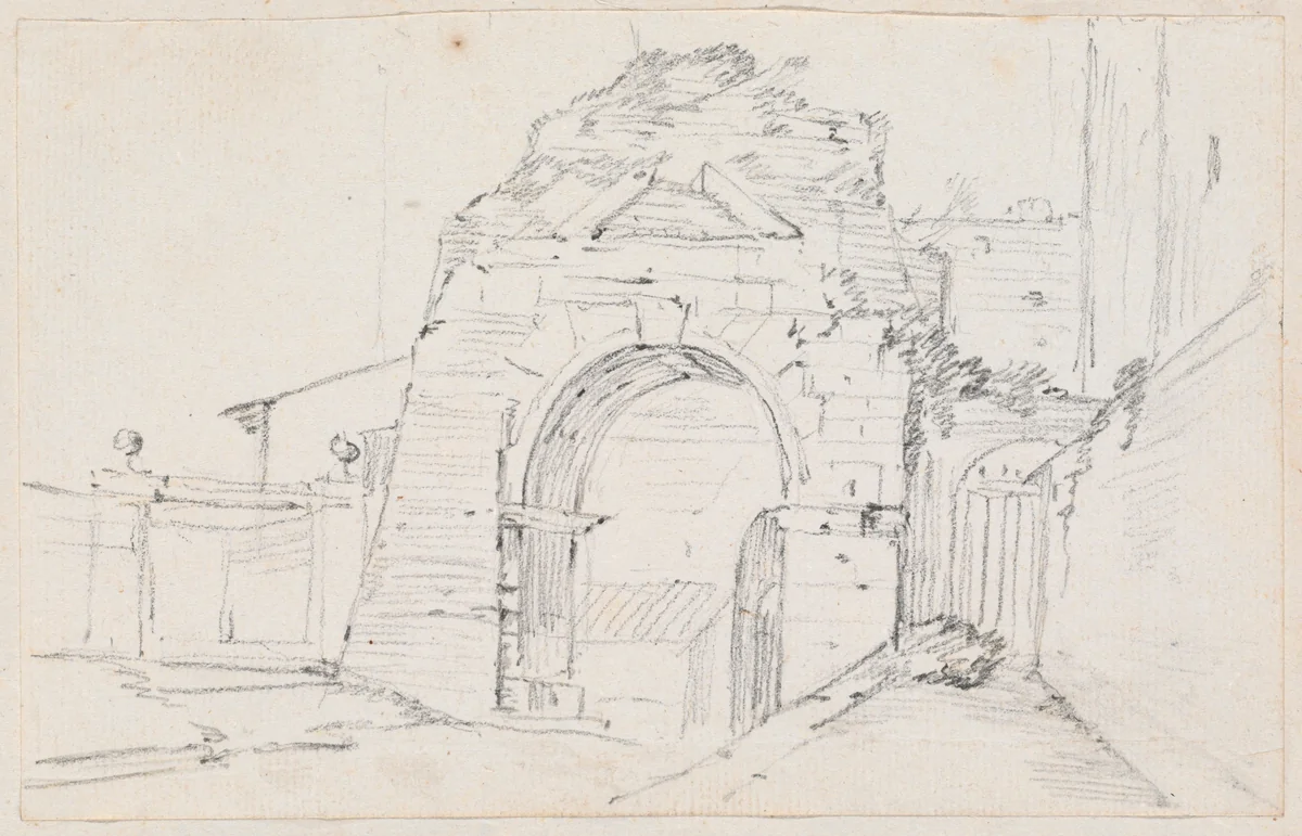 Arch of Drusus near the Appian Way by Joseph-Marie Vien, drawing, 1744-1750
