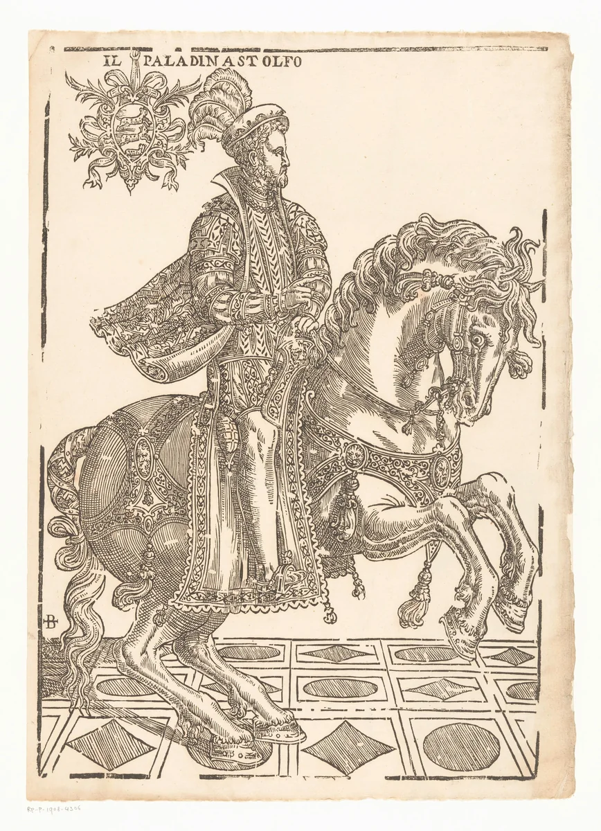 Astolfo te paard by Unknown, print, 1510-1550