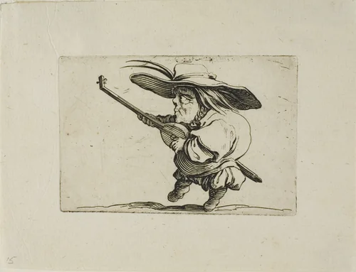 The Lute Player, from Varie Figure Gobbi by Jacques Callot, print, 1616