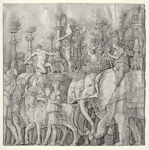 The Triumphs of Caesar: The Elephants by Giulio Campagnola, print, 1485-1490
