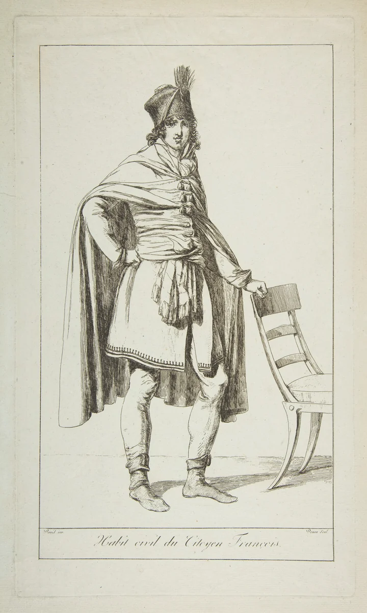 Civil Garb of the French Citizen by Jacques-Louis David, print, 1794