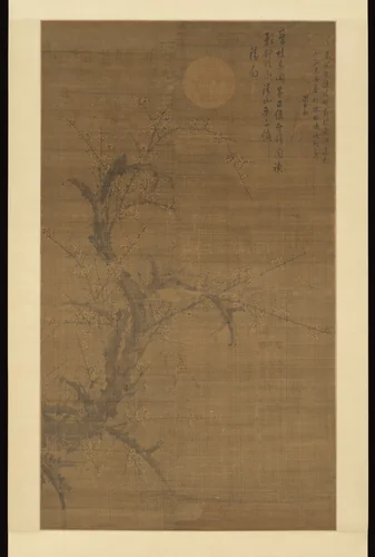 Flowering Plum in Moonlight and Snow by Liu Shiru, painting, 1550-1599