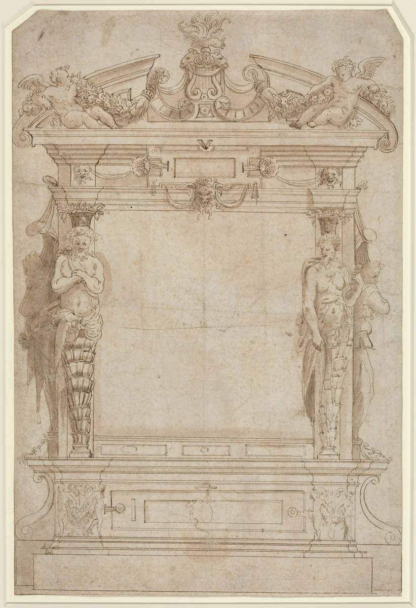 Design for an Architectural Framework by French 16th Century, drawing, 1500-1599