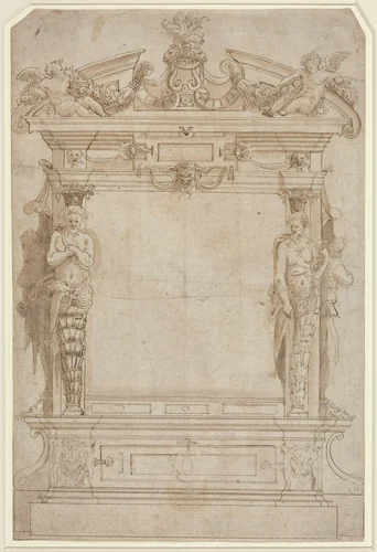 Design for an Architectural Framework by French 16th Century, drawing, 1500-1599