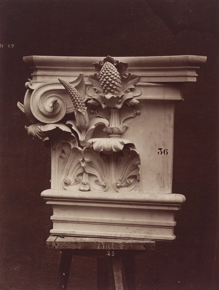 Ornamental Sculpture from the Paris Opera House (Column Detail) by Louis-Émile Durandelle, photograph, 1865-1874