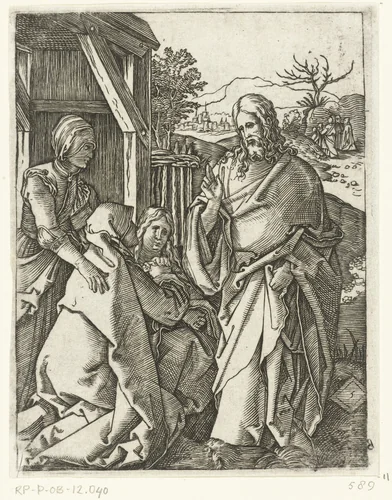 Christus neemt afscheid van zijn moeder by Unknown, print, 1510-1515