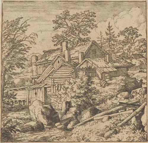 The Hamlet on the Mountain Side by Allart van Everdingen, print, 1621-1675