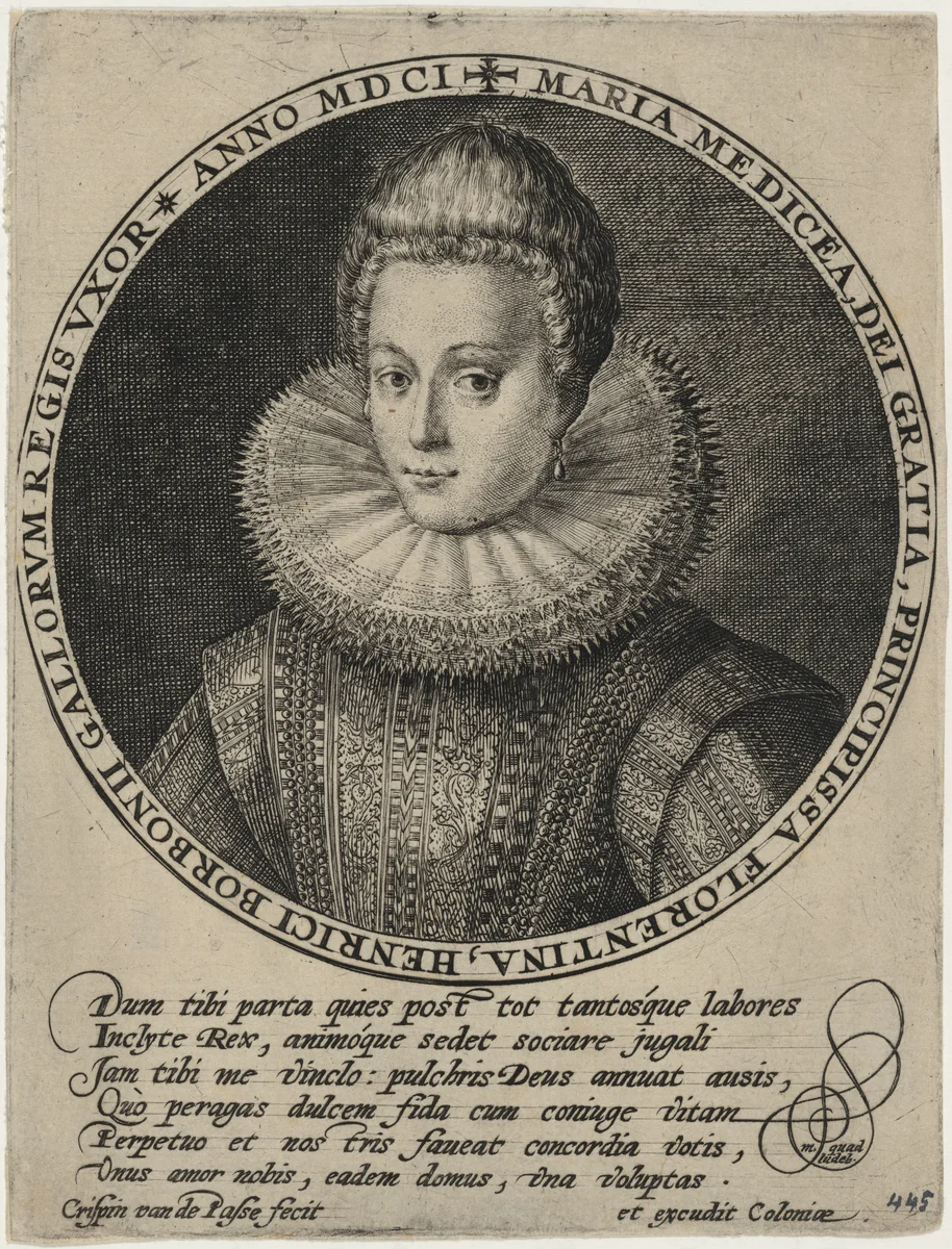 Marie de Medicis, Queen of France by Crispijn van de Passe I, print, 1601