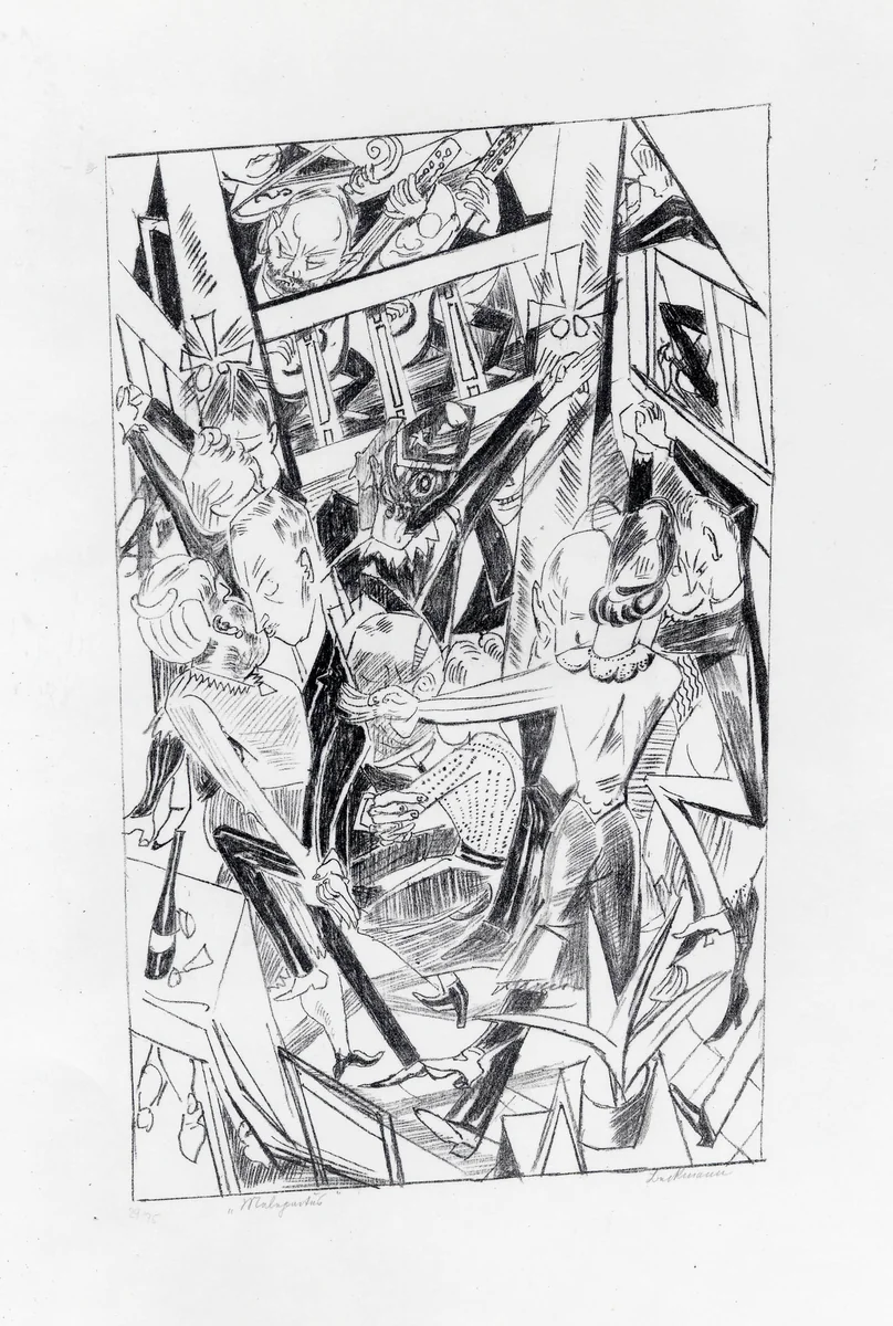 Malepartus (plate 8) [Malepartus (Blatt 8)] from Hell (Die Hölle) by Max Beckmann, print, 1919