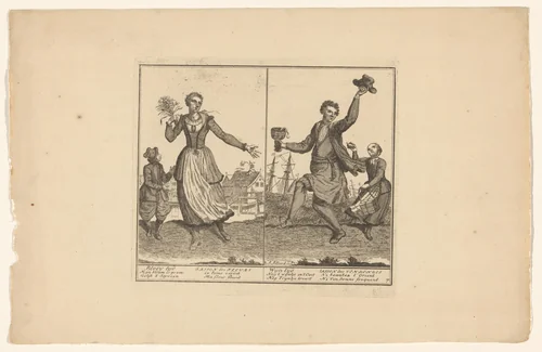 Bloei tijd / Wijn tijd by Abraham Allard, print, 1676-1725