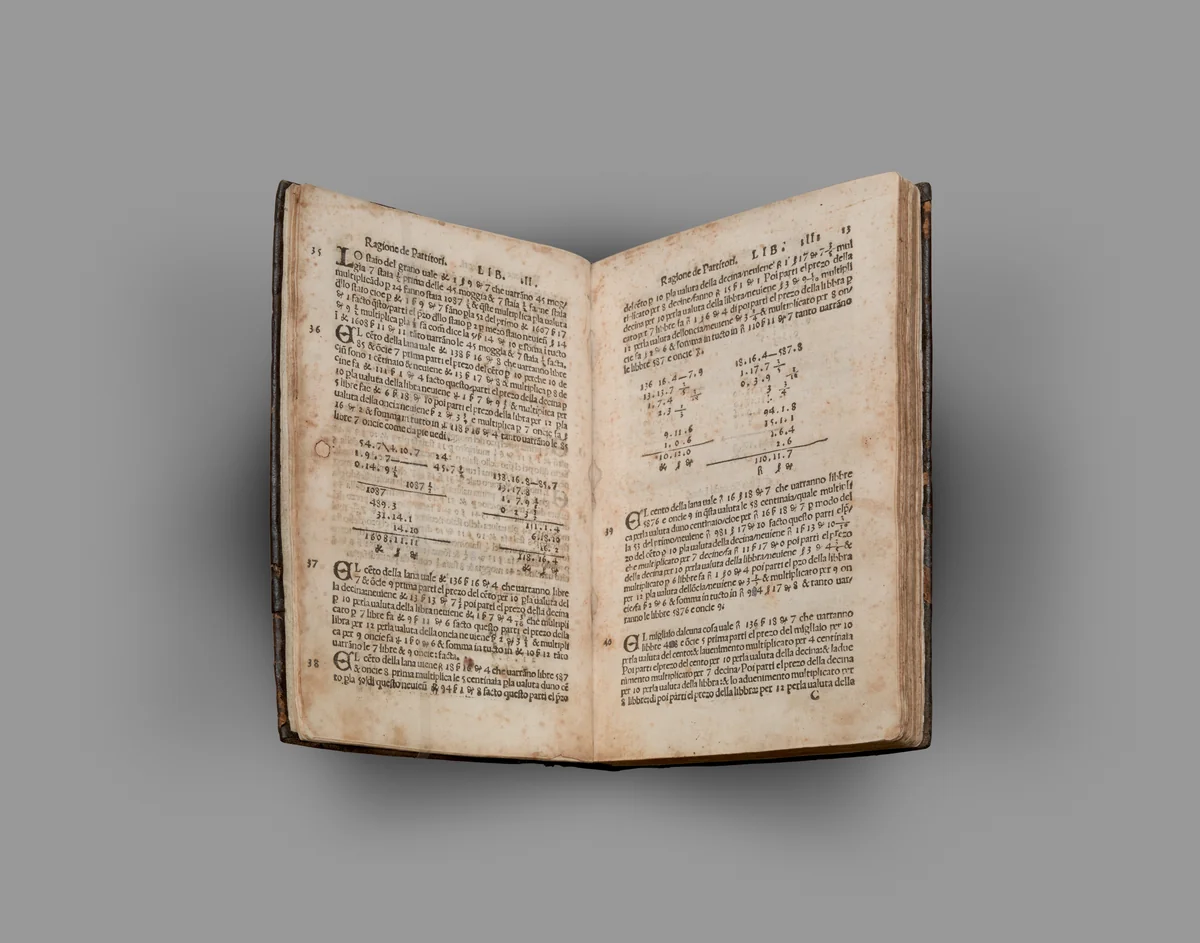 Summa de Arithmetica by Francisco di Lionardo Ghaligaio, book, 1521