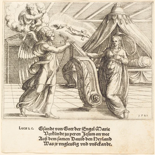 The Annunciation by Augustin Hirschvogel, print, 1548