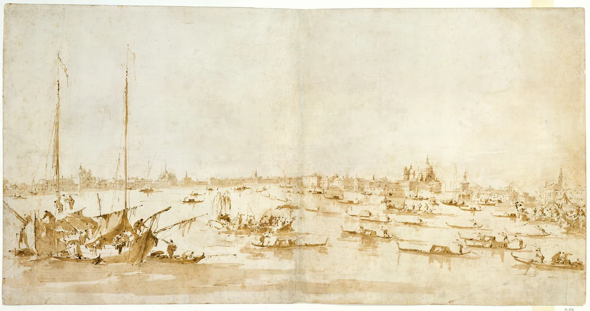 Panaromic View of the Bacino di San Marco, Looking up the Giudecca Canal by Francesco Guardi, drawing, 1780-1793