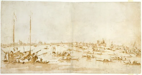Panaromic View of the Bacino di San Marco, Looking up the Giudecca Canal by Francesco Guardi, drawing, 1780-1793