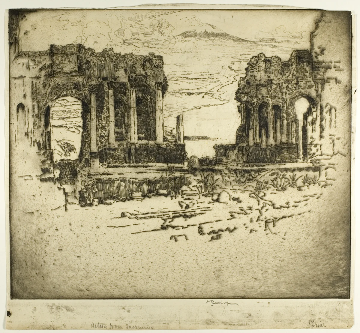 Aetna from Taormina by Joseph Pennell, print, 1913