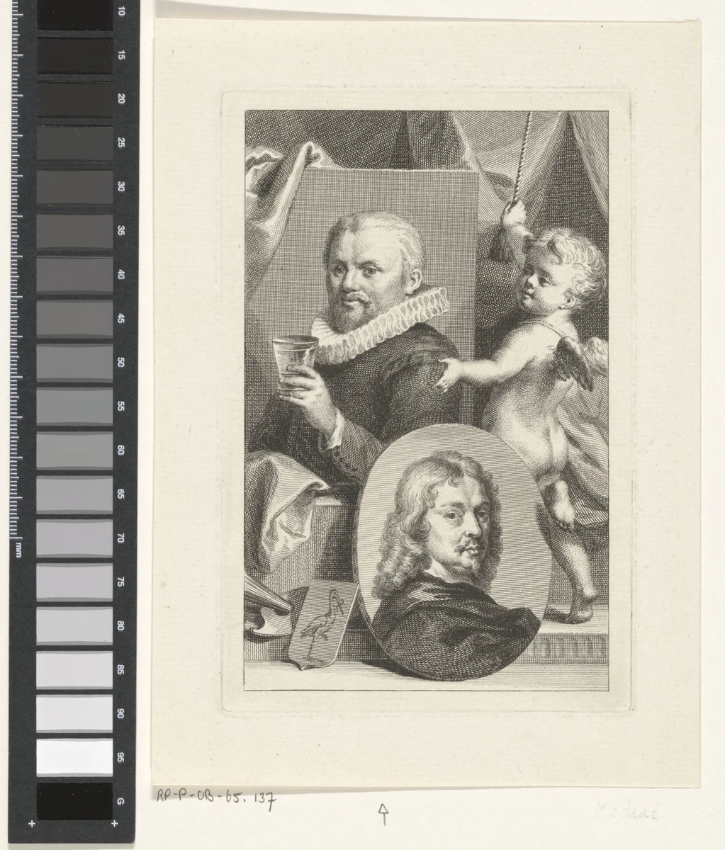 Portretten van Jan Antonisz. van Ravesteyn en Adriaen Hanneman by anonymous, print, 1750-1800