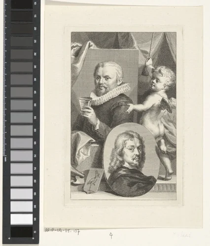 Portretten van Jan Antonisz. van Ravesteyn en Adriaen Hanneman by anonymous, print, 1750-1800