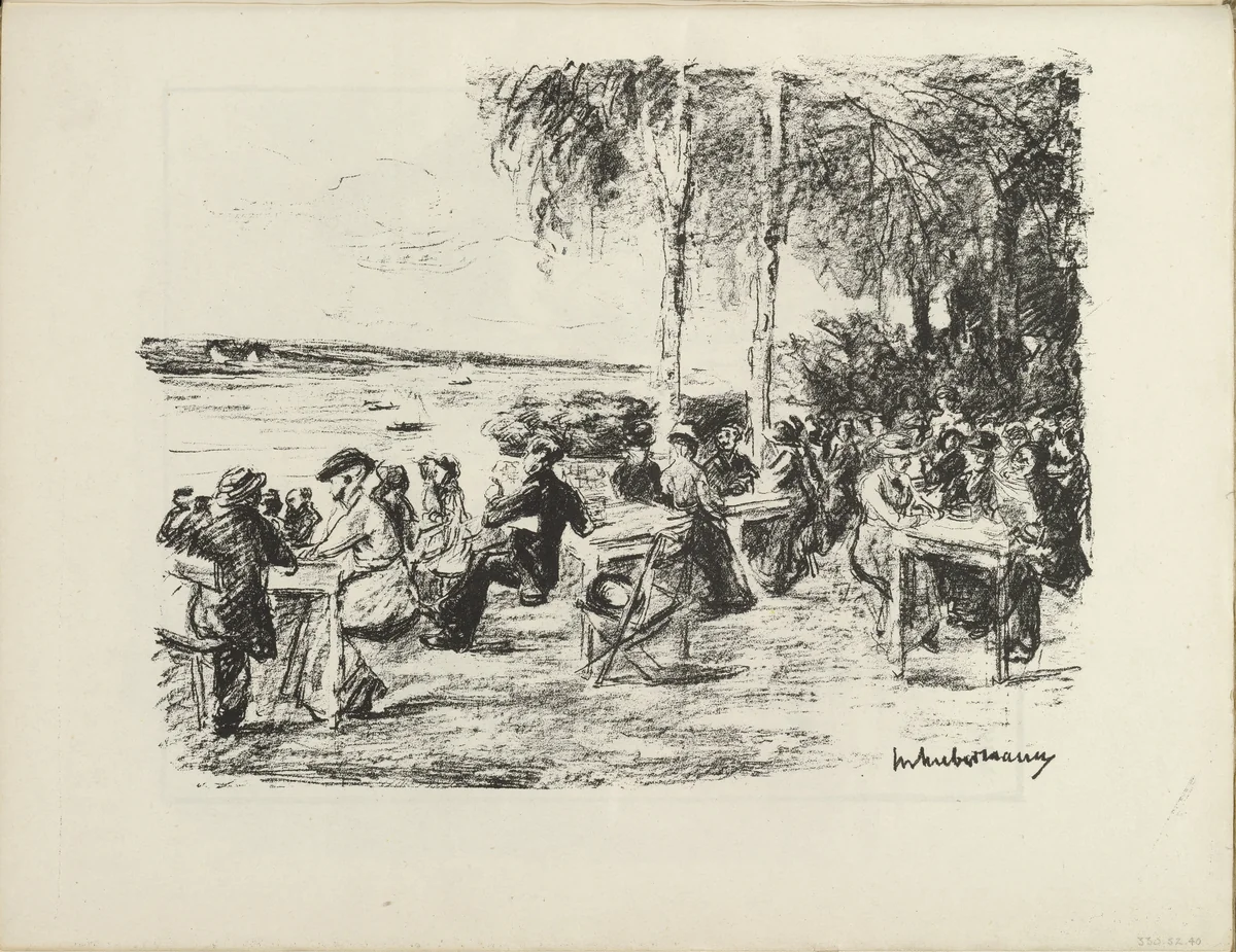 At the Elbe (An der Elbe) (plate, folio 21 verso) from the periodical Der Bildermann, vol. 1, no. 10 (Aug 1916) by Max Liebermann, periodical, 1916