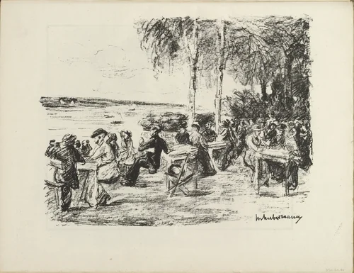 At the Elbe (An der Elbe) (plate, folio 21 verso) from the periodical Der Bildermann, vol. 1, no. 10 (Aug 1916) by Max Liebermann, periodical, 1916
