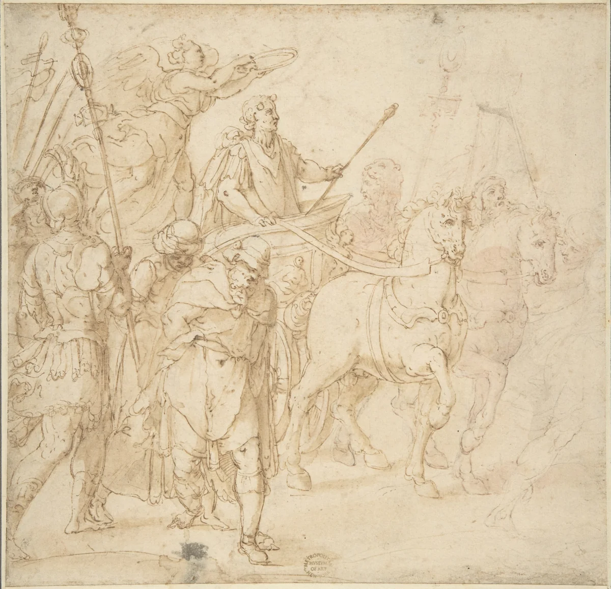 Roman Triumph by Taddeo Zuccaro, drawing, 1500-1600