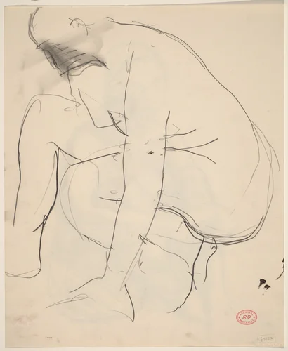 Untitled [crouching nude] [verso] by Richard Diebenkorn, drawing, 1955-1967