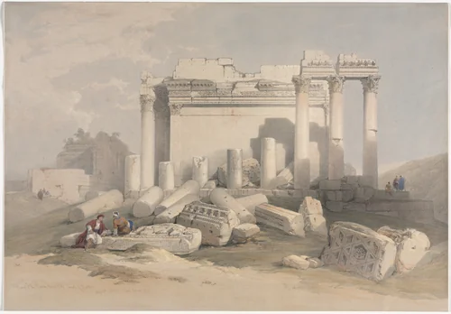 Ruins of the Eastern Portico of the Temple of Baalbec by David Roberts, print, 1839