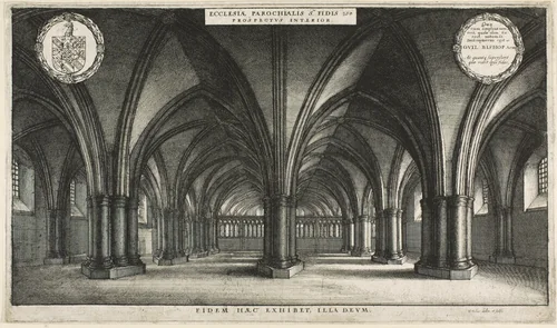 Interior of the Crypt of St. Paul's (St. Faith's) by Wenceslaus Hollar, print, 1627-1677