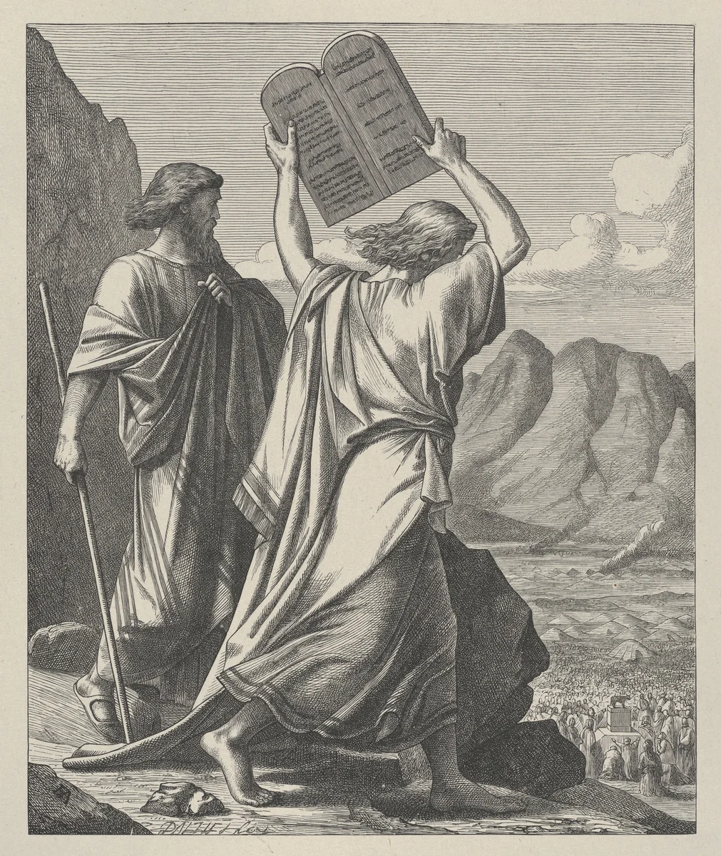 Moses Destroys the Tables [Tablets], from "Dalziels' Bible Gallery" by Edward Armitage, print, 1881