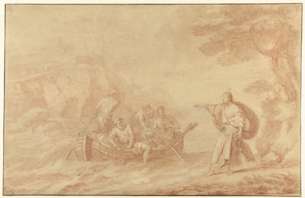 De roeping van Simon Petrus en Andreas by Herman Coets, drawing, 1673-1763