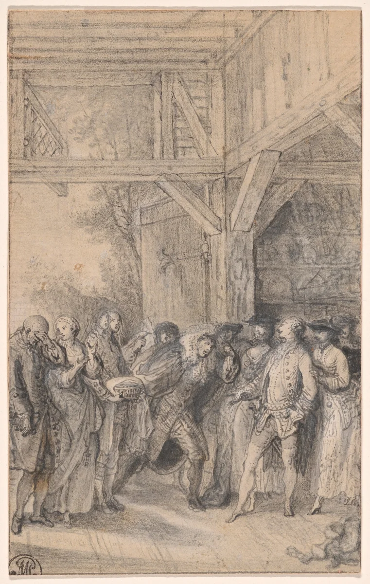 Farmer Requesting Permission to Marry a Nobleman's Daughter by Gabriel Jacques de Saint-Aubin, print, 1761