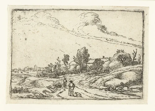 Pad langs een boerderij by Esaias van de Velde, print, 1615-1616