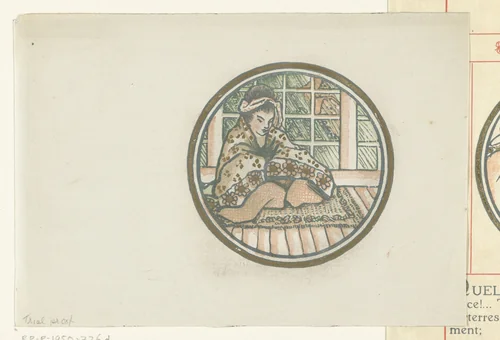 Zittende Japanse vrouw by Lucien Pissarro, print, 1911