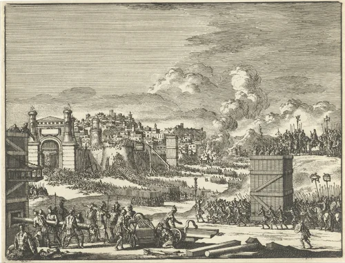Jeruzalem door Titus belegerd (variant B) by Jan Luyken, print, 1669-1712