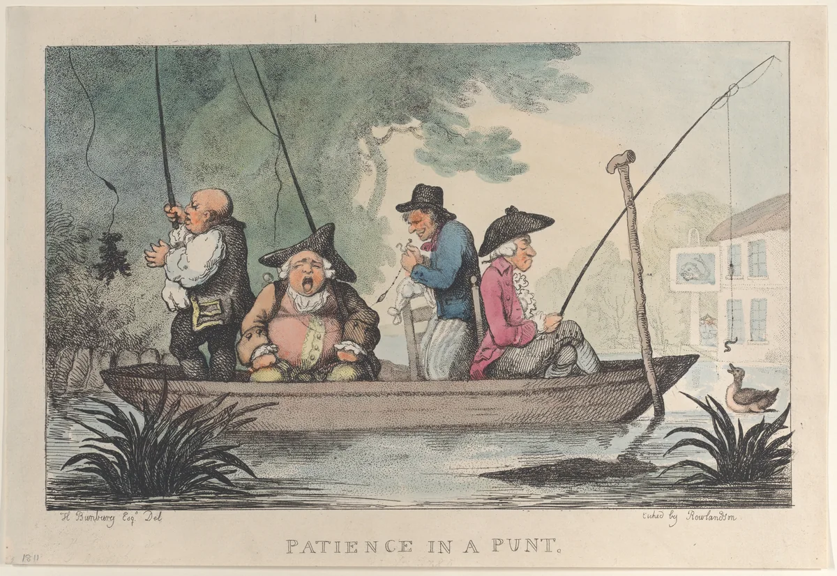 Patience in a Punt by Thomas Rowlandson, print, 1811