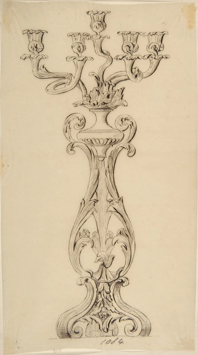 Design for a Candelabra by anonymous, drawing, 1800-1899