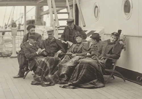 Sime Herrmann, Mr. and Mrs. Mann, Dr. Brown, Mr. McGibbon, Miss Linthicum and Emmy—On Board the Bourgogne May 5–14, 1896 by Alfred Stieglitz, photograph, 1894