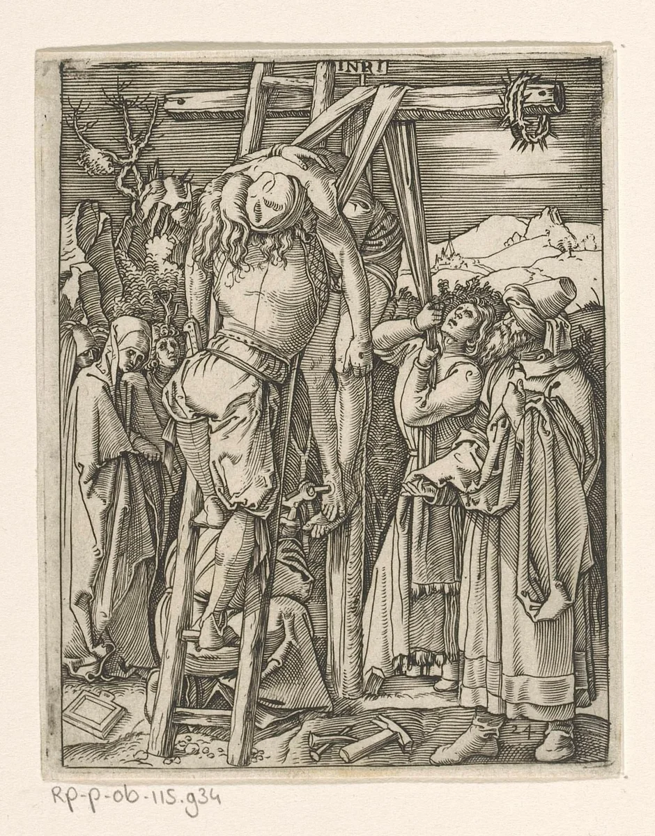 Kruisafneming by Marcantonio Raimondi, print, 1511-1534