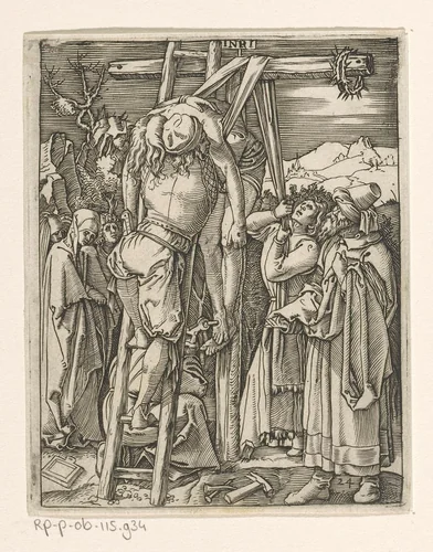 Kruisafneming by Marcantonio Raimondi, print, 1511-1534