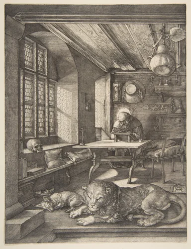 Saint Jerome in His Study by Albrecht Dürer, print, 1514